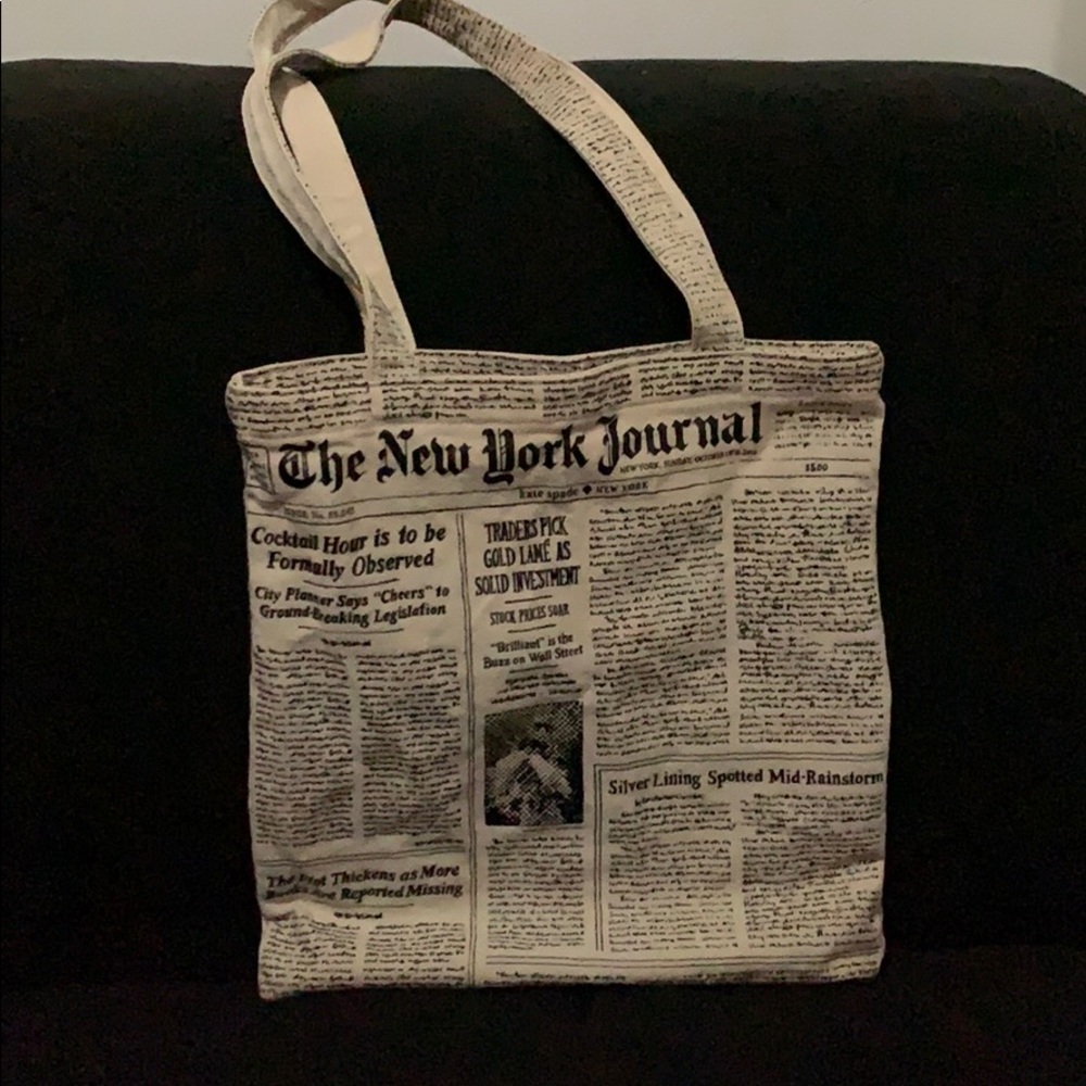 Kate Spade Newspaper Cotton Canvas Tote Bag